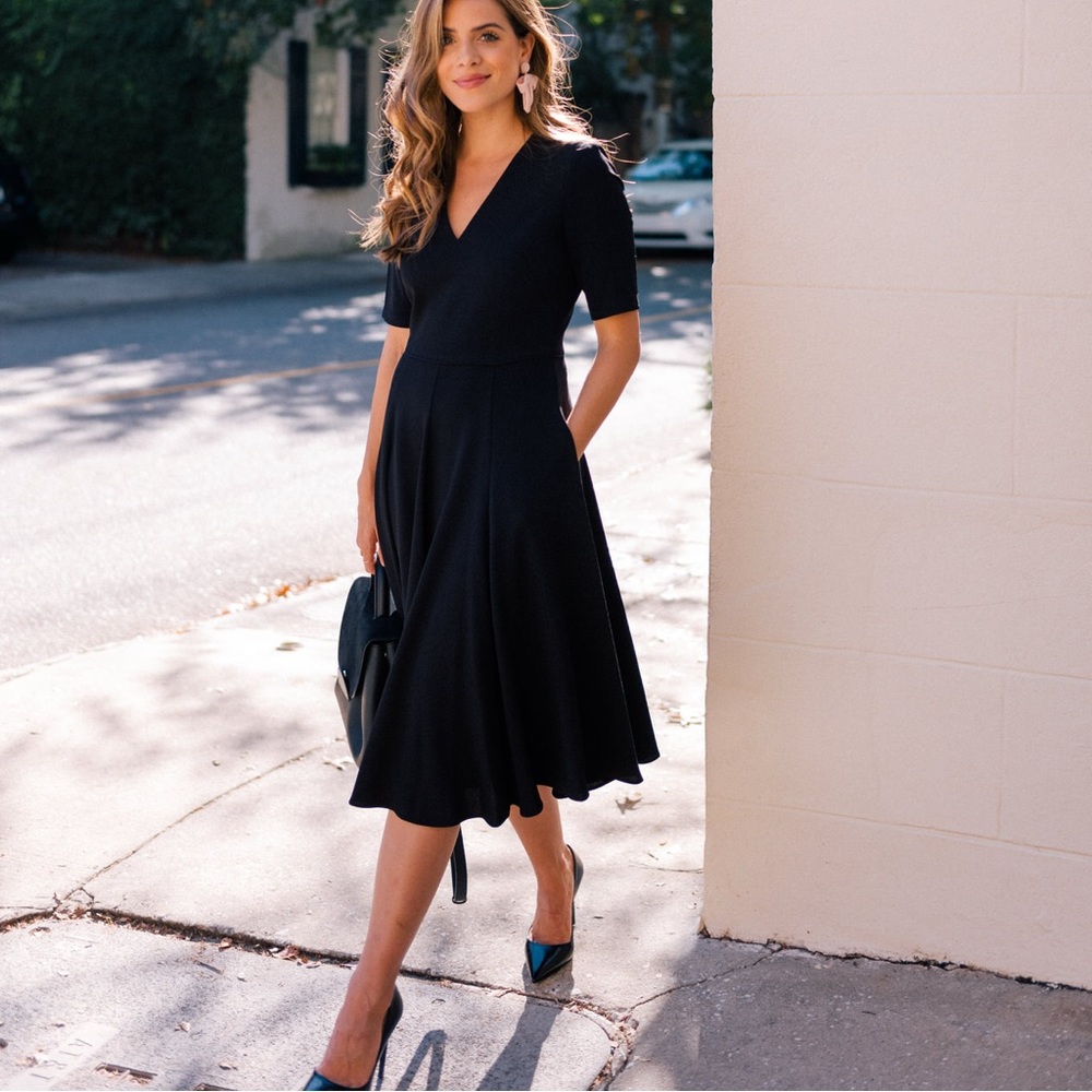 Gal Meets Glam Edith City Crepe Fit & Flare Midi Dress sz 8